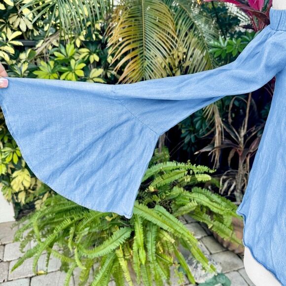 Design Lab Lord & Taylor Women's Chambray Off-The-Shoulder Top - Picture 5 of 5